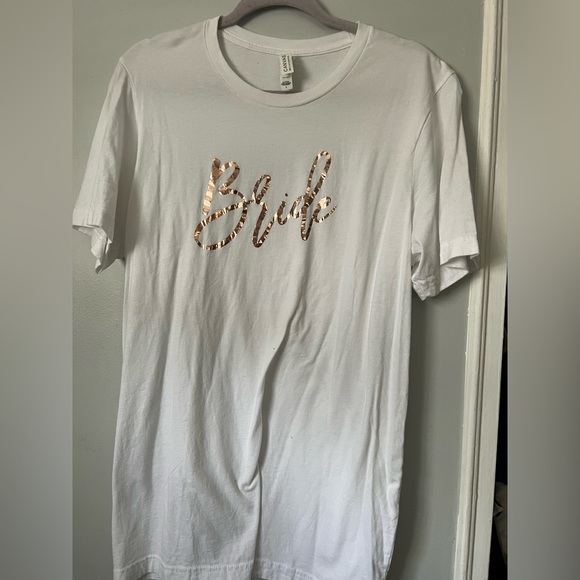 White bride Tshirt w/ rose gold letters - Picture 1 of 1